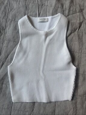 Babaton White Ribbed Tank Top
